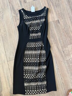Yoana Baraschi Black Dress with Cream Lace Inset